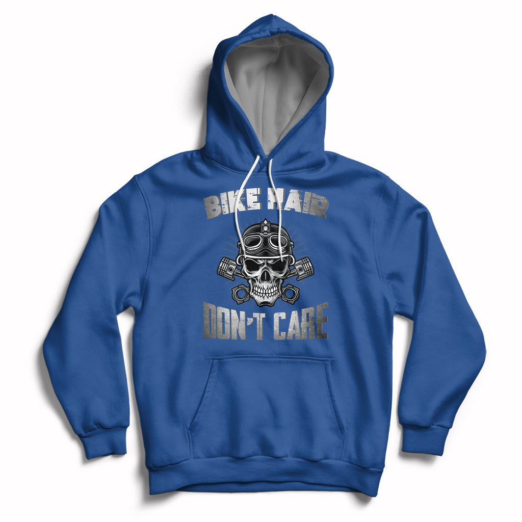 Funny Bike Hair Don't Care Bike Skull For Mens Boys Hoodie - Wonder Print Shop
