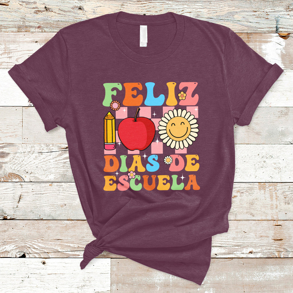 Feliz 100 Dias De Escuela Happy 100 Days Of School Back To School 100th Day T-Shirt - Wonder Print Shop