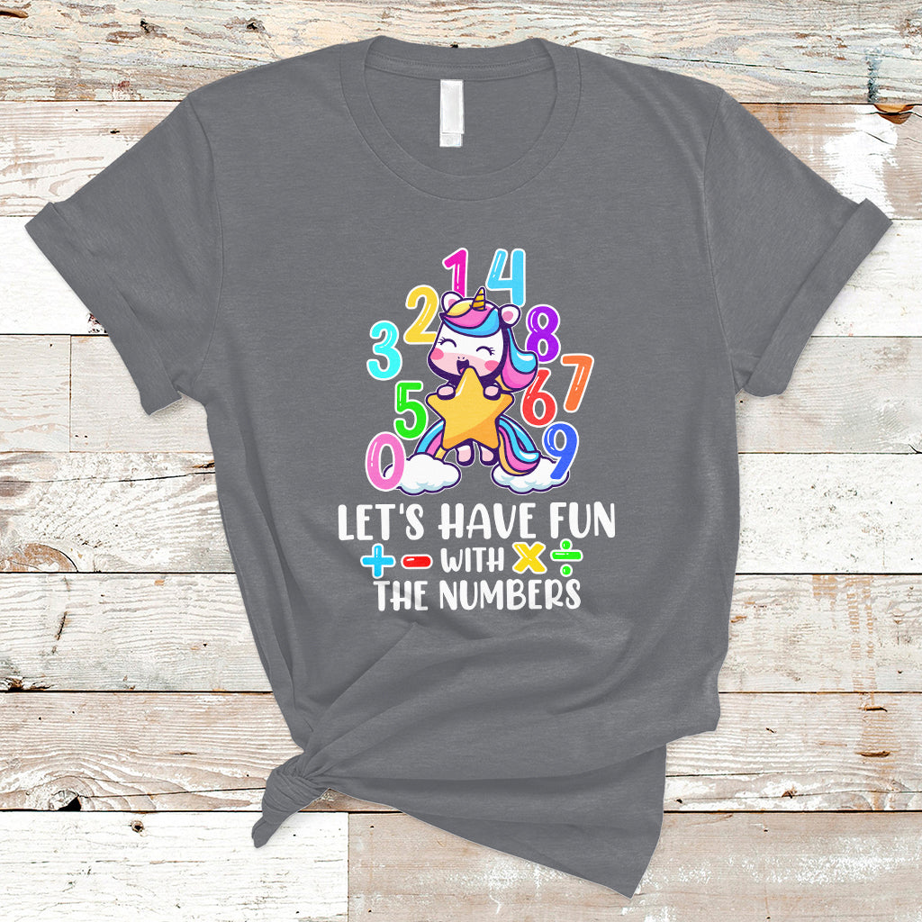 Let's Have Fun With The Numbers Happy Math Day Number Day Cute Unicorn Custome School Kids T-Shirt - Wonder Print Shop