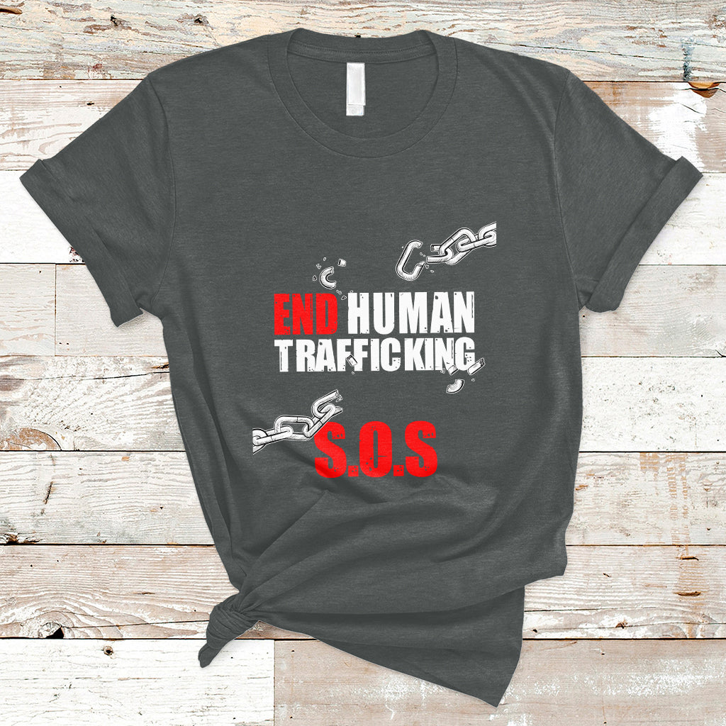Stop Modern Slavery End Human Trafficking Sos Human Freedom T Shirt - Wonder Print Shop