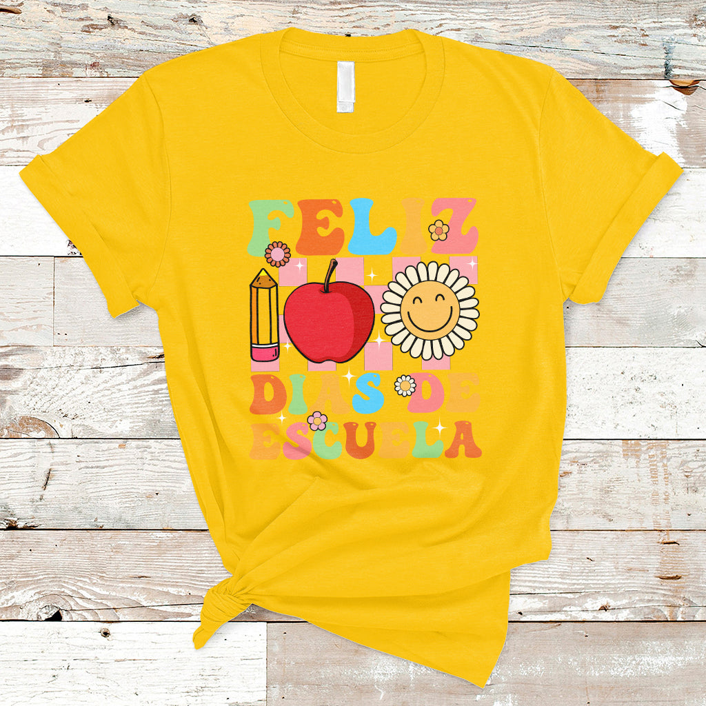 Feliz 100 Dias De Escuela Happy 100 Days Of School Back To School 100th Day T-Shirt - Wonder Print Shop