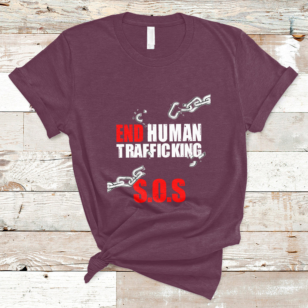 Stop Modern Slavery End Human Trafficking Sos Human Freedom T Shirt - Wonder Print Shop