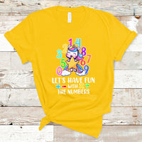 Let's Have Fun With The Numbers Happy Math Day Number Day Cute Unicorn Custome School Kids T-Shirt - Wonder Print Shop