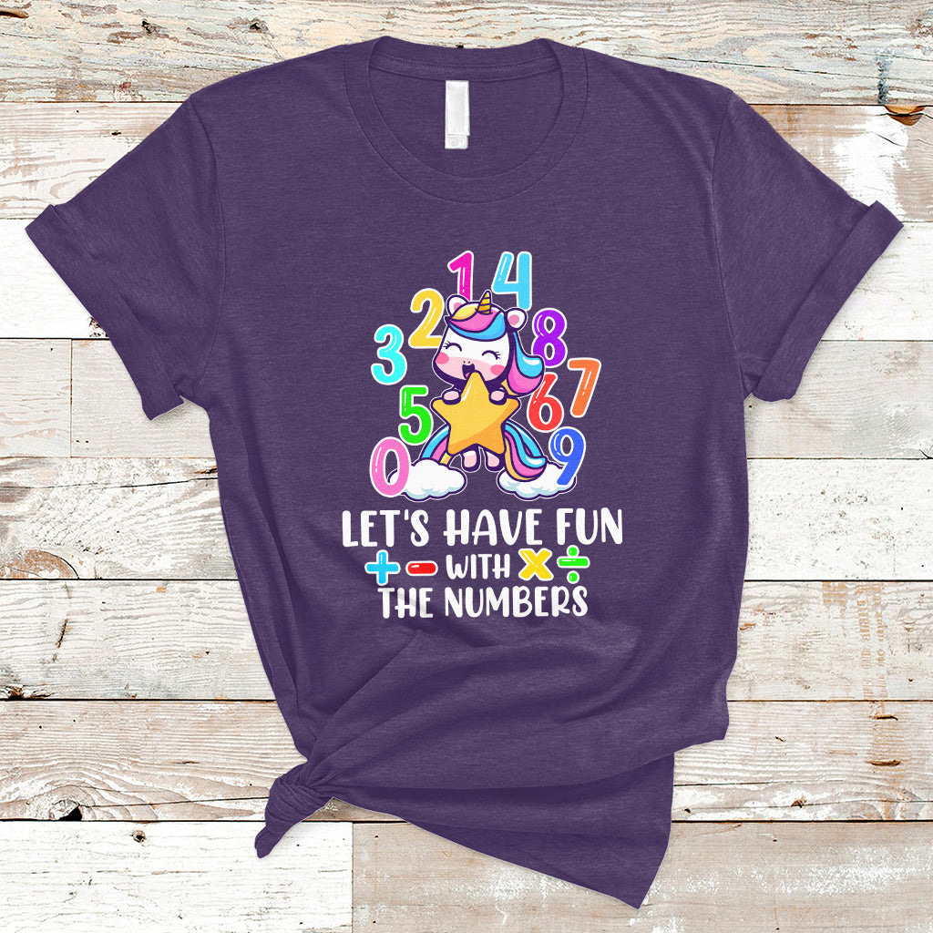 Let's Have Fun With The Numbers Happy Math Day Number Day Cute Unicorn Custome School Kids T-Shirt - Wonder Print Shop
