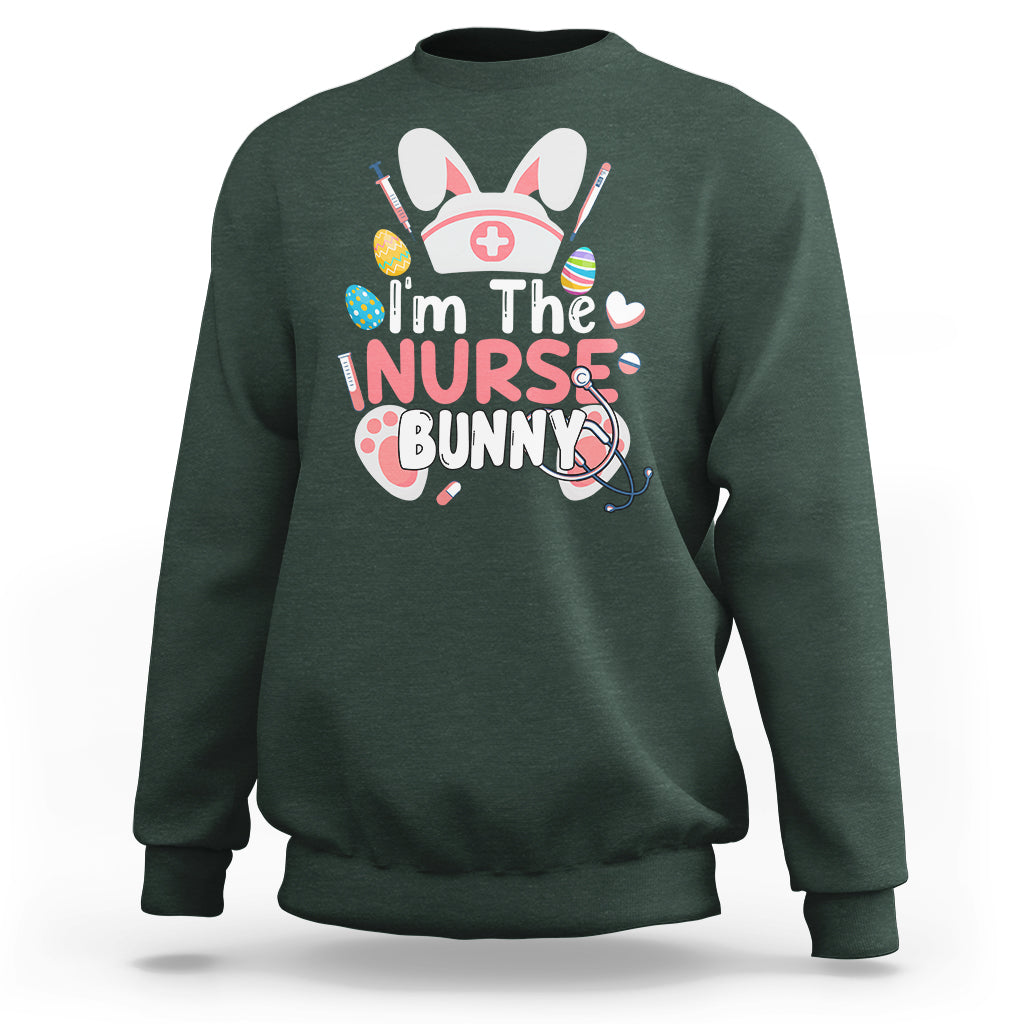 Cute Bunnies Happy Easter I'm The Nurse Bunny Nursing Nurse Sweatshirt - Wonder Print Shop