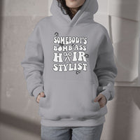 Somebody's Bomb Ass Hairstylist Groovy Funny Fine Ass Career Hoodie - Wonder Print Shop