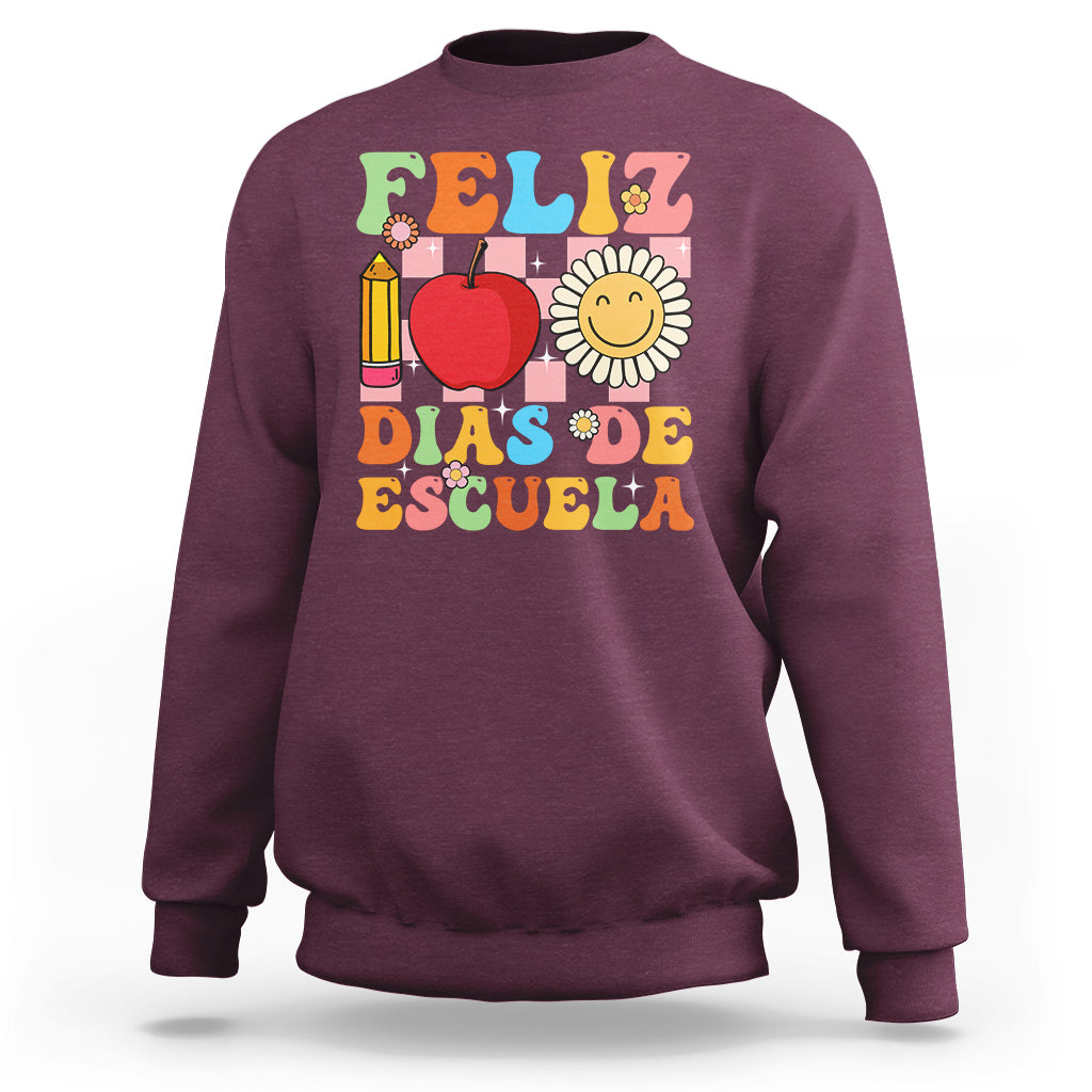Adult sweatshirt with colorful school-themed 100 days graphic