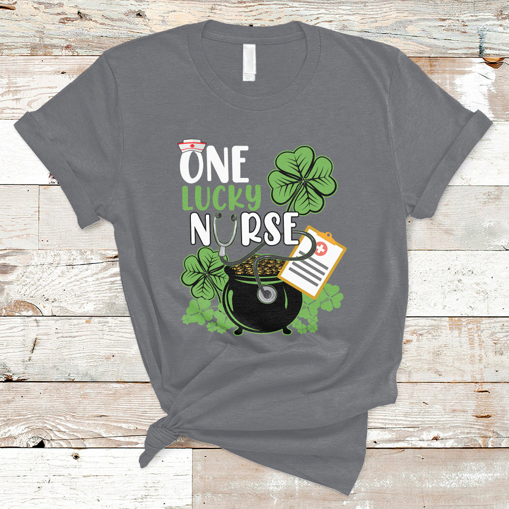 One Lucky Nurse Scrub RN ICU ER St Patrick's Day Nurses Day T-Shirt - Wonder Print Shop