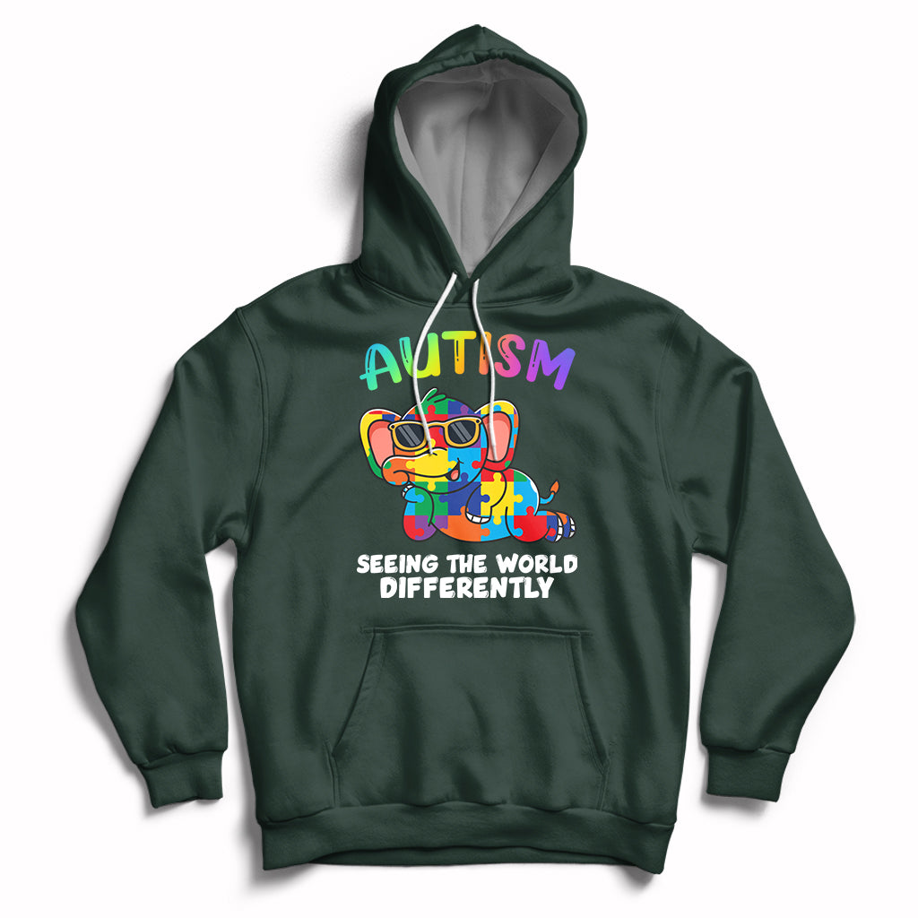 Autism Seeing The World Differently Autism Support Elephant Hoodie - Wonder Print Shop