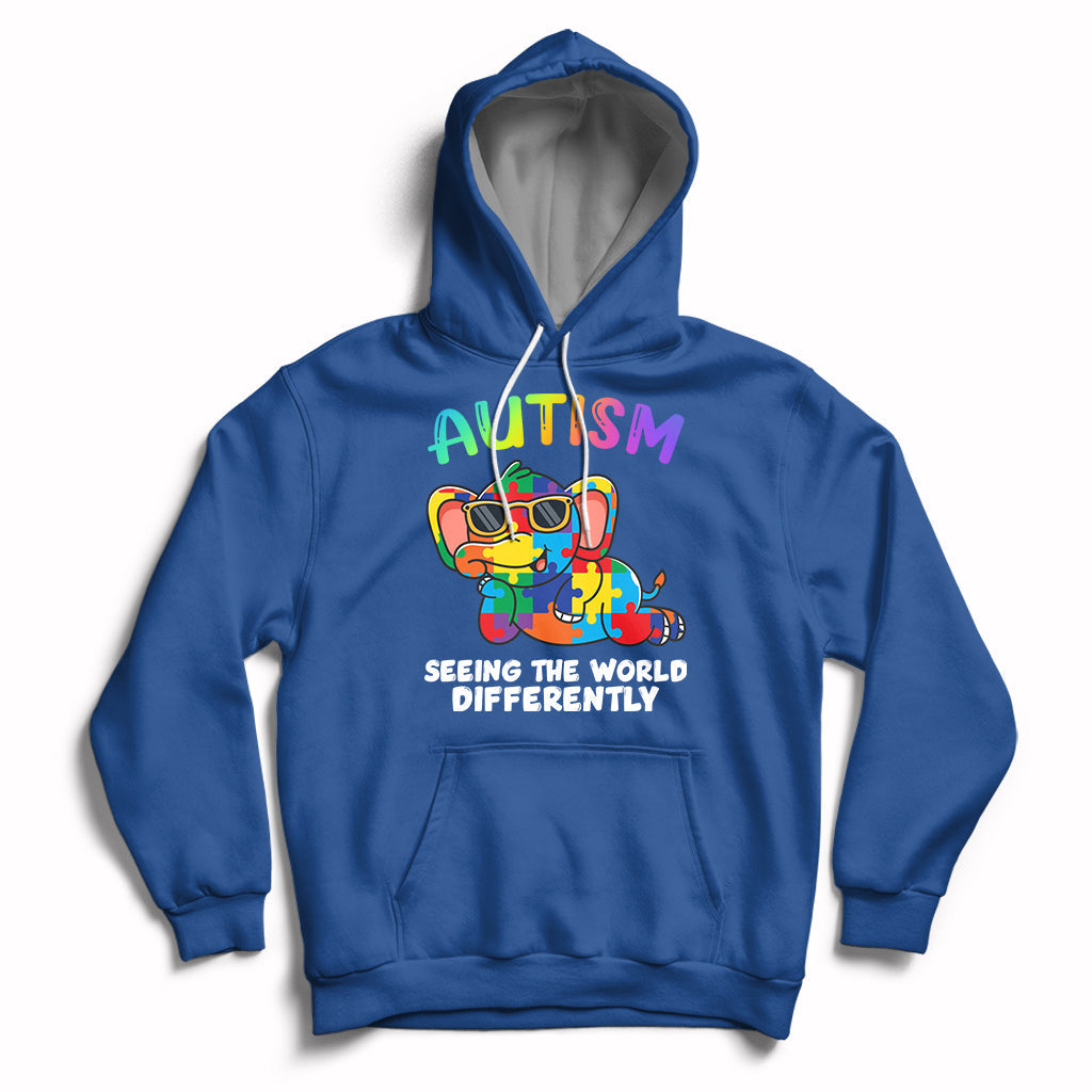 Autism Seeing The World Differently Autism Support Elephant Hoodie - Wonder Print Shop