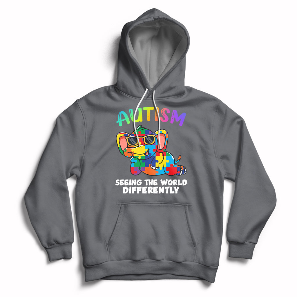 Autism Seeing The World Differently Autism Support Elephant Hoodie - Wonder Print Shop