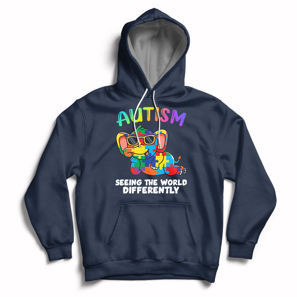 Autism Seeing The World Differently Autism Support Elephant Hoodie - Wonder Print Shop