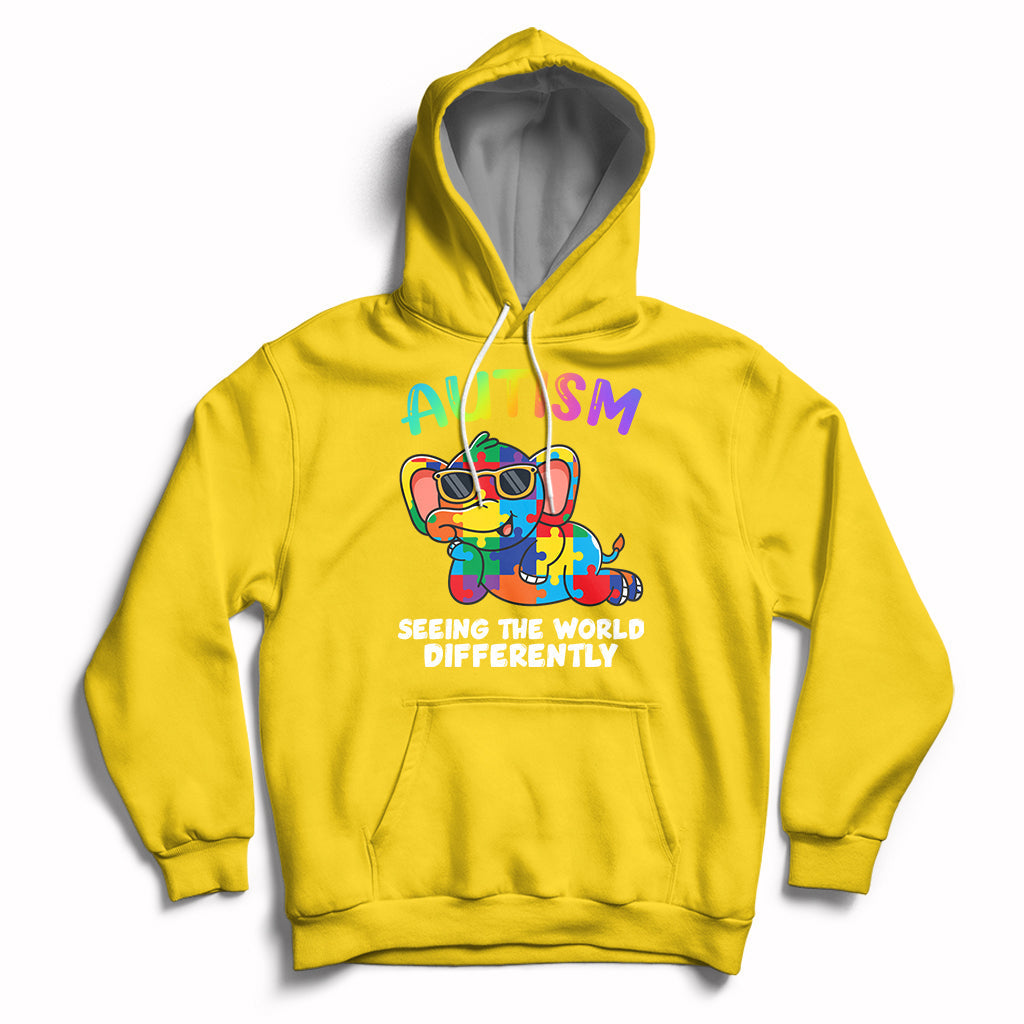 Autism Seeing The World Differently Autism Support Elephant Hoodie - Wonder Print Shop