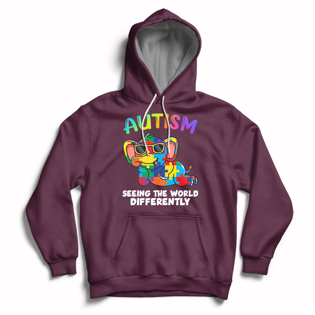 Autism Seeing The World Differently Autism Support Elephant Hoodie - Wonder Print Shop