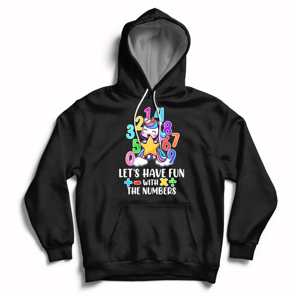 Let's Have Fun With The Numbers Happy Math Day Number Day Cute Unicorn Custome School Kids Hoodie - Wonder Print Shop