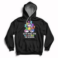 Black kids unicorn math number hoodie with "Let's have fun with the numbers" graphic