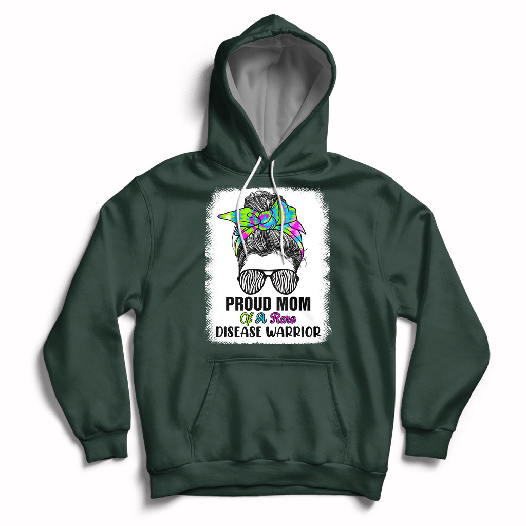 Proud Mom Of A Rare Disease Warrior Rare Disease Awareness Zebra Messy Bun Hoodie - Wonder Print Shop