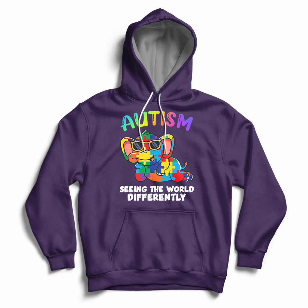 Autism Seeing The World Differently Autism Support Elephant Hoodie - Wonder Print Shop