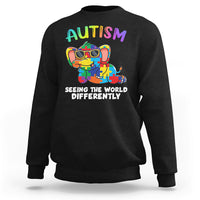 Autism Seeing The World Differently Autism Support Elephant Sweatshirt - Wonder Print Shop