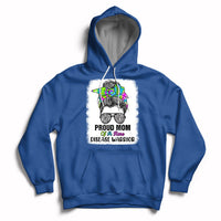 Proud Mom Of A Rare Disease Warrior Rare Disease Awareness Zebra Messy Bun Hoodie - Wonder Print Shop