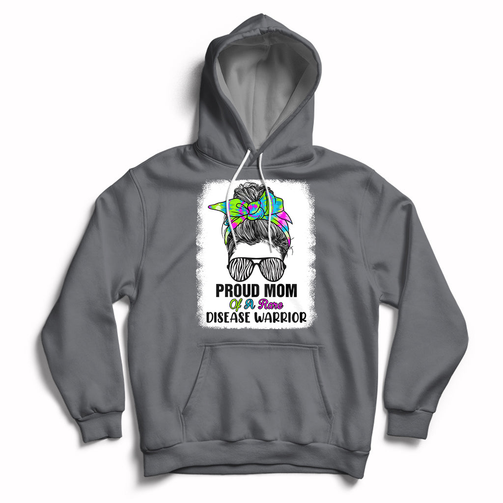 Proud Mom Of A Rare Disease Warrior Rare Disease Awareness Zebra Messy Bun Hoodie - Wonder Print Shop