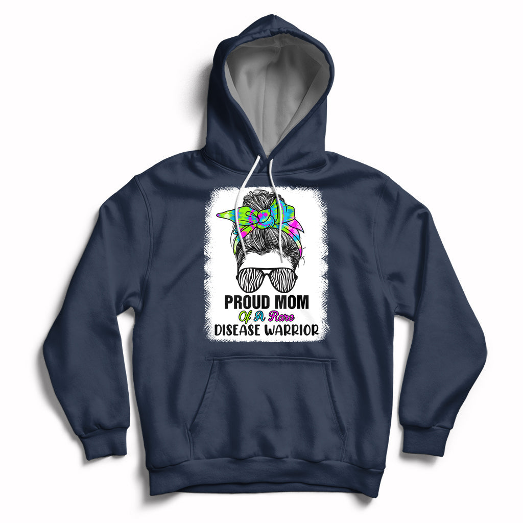 Proud Mom Of A Rare Disease Warrior Rare Disease Awareness Zebra Messy Bun Hoodie - Wonder Print Shop