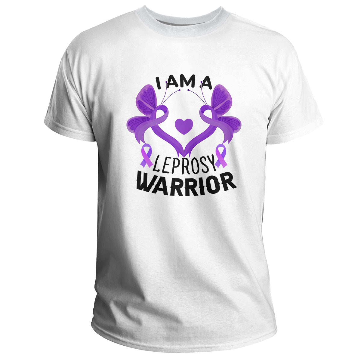 I Am A Leprosy Warrior Purple Ribbon with Butterfly, Awareness T Shirt - Wonder Print Shop