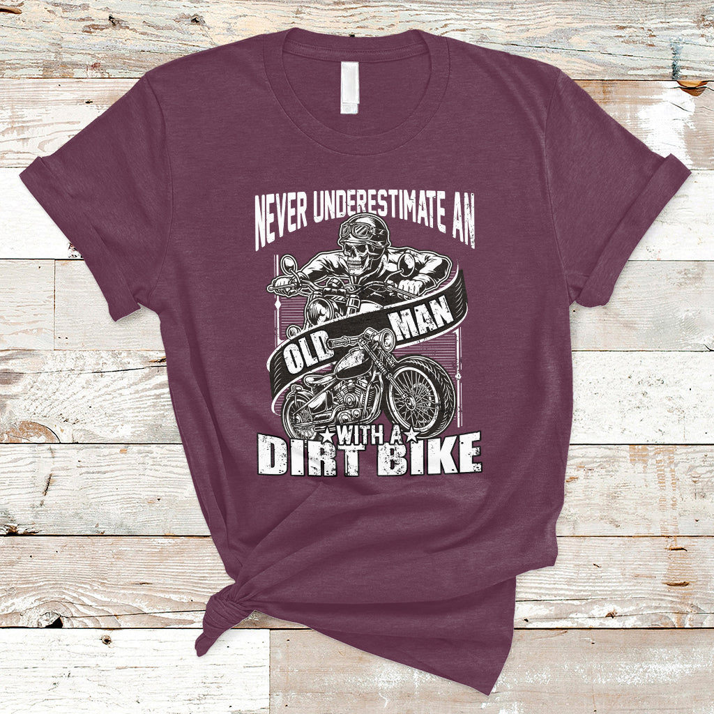 Funny Never Underestimate An Old Man With A Dirt Bike Biker T-Shirt - Wonder Print Shop