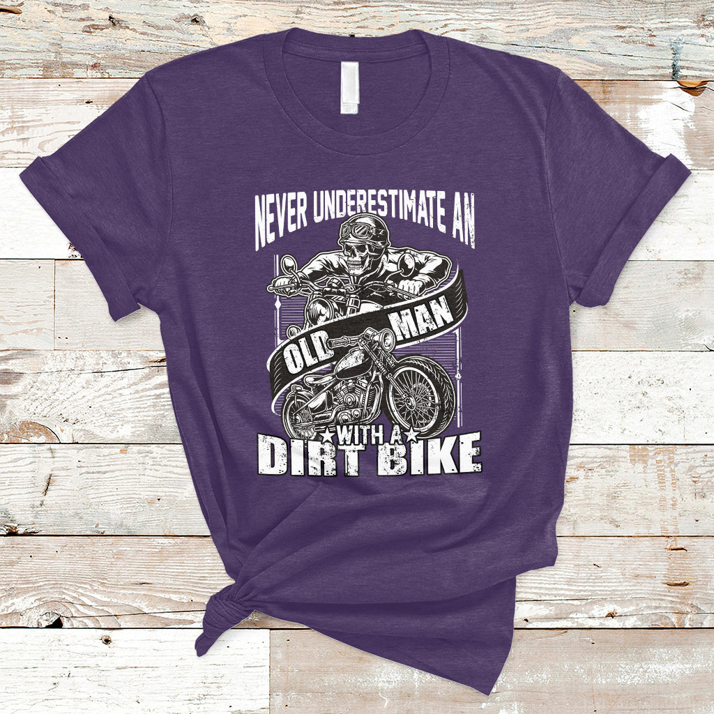 Funny Never Underestimate An Old Man With A Dirt Bike Biker T-Shirt - Wonder Print Shop