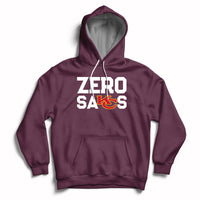 Maroon pullover hoodie with front graphic, kangaroo pocket, and hood drawstrings.