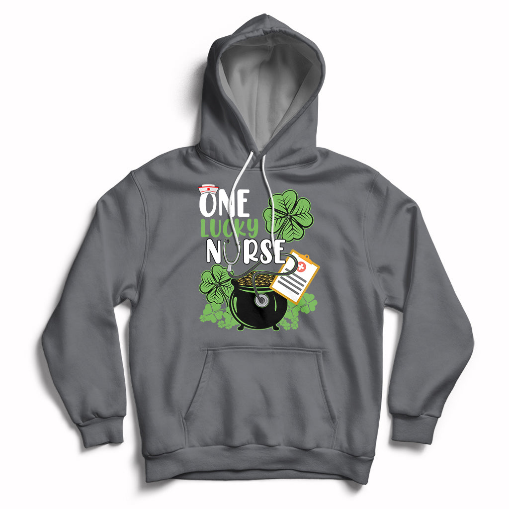 One Lucky Nurse Scrub RN ICU ER St Patrick's Day Nurses Day Hoodie - Wonder Print Shop