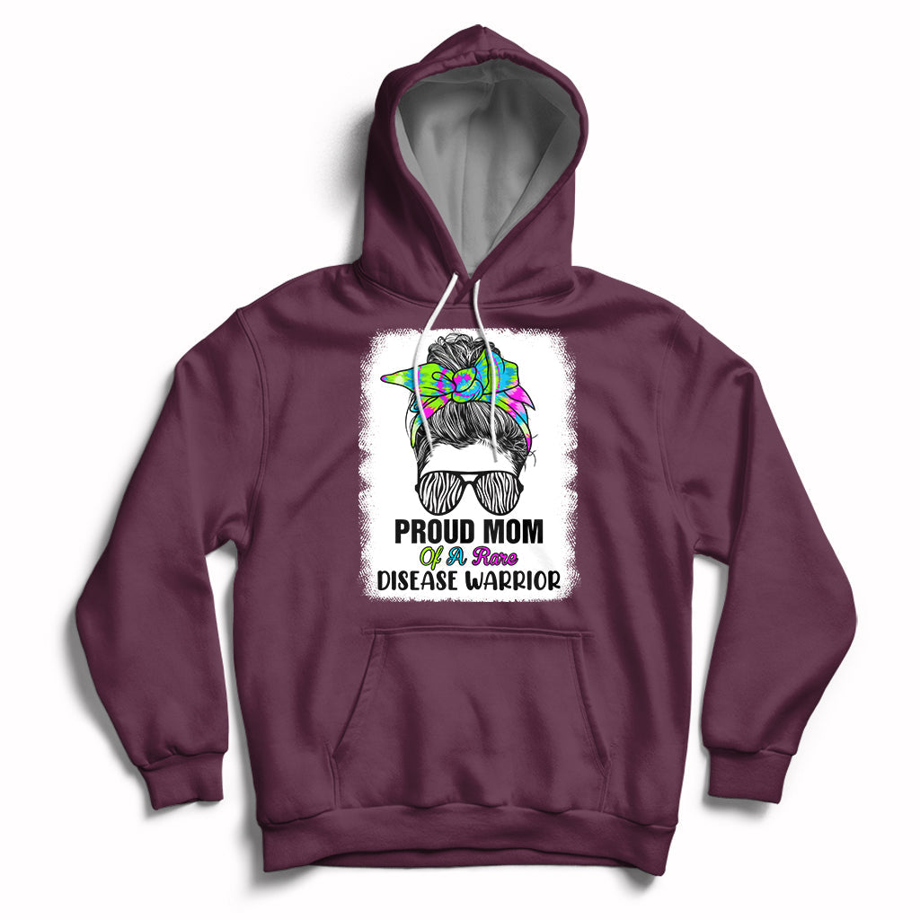 Proud Mom Of A Rare Disease Warrior Rare Disease Awareness Zebra Messy Bun Hoodie - Wonder Print Shop