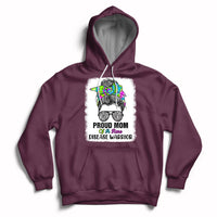 Proud Mom Of A Rare Disease Warrior Rare Disease Awareness Zebra Messy Bun Hoodie - Wonder Print Shop