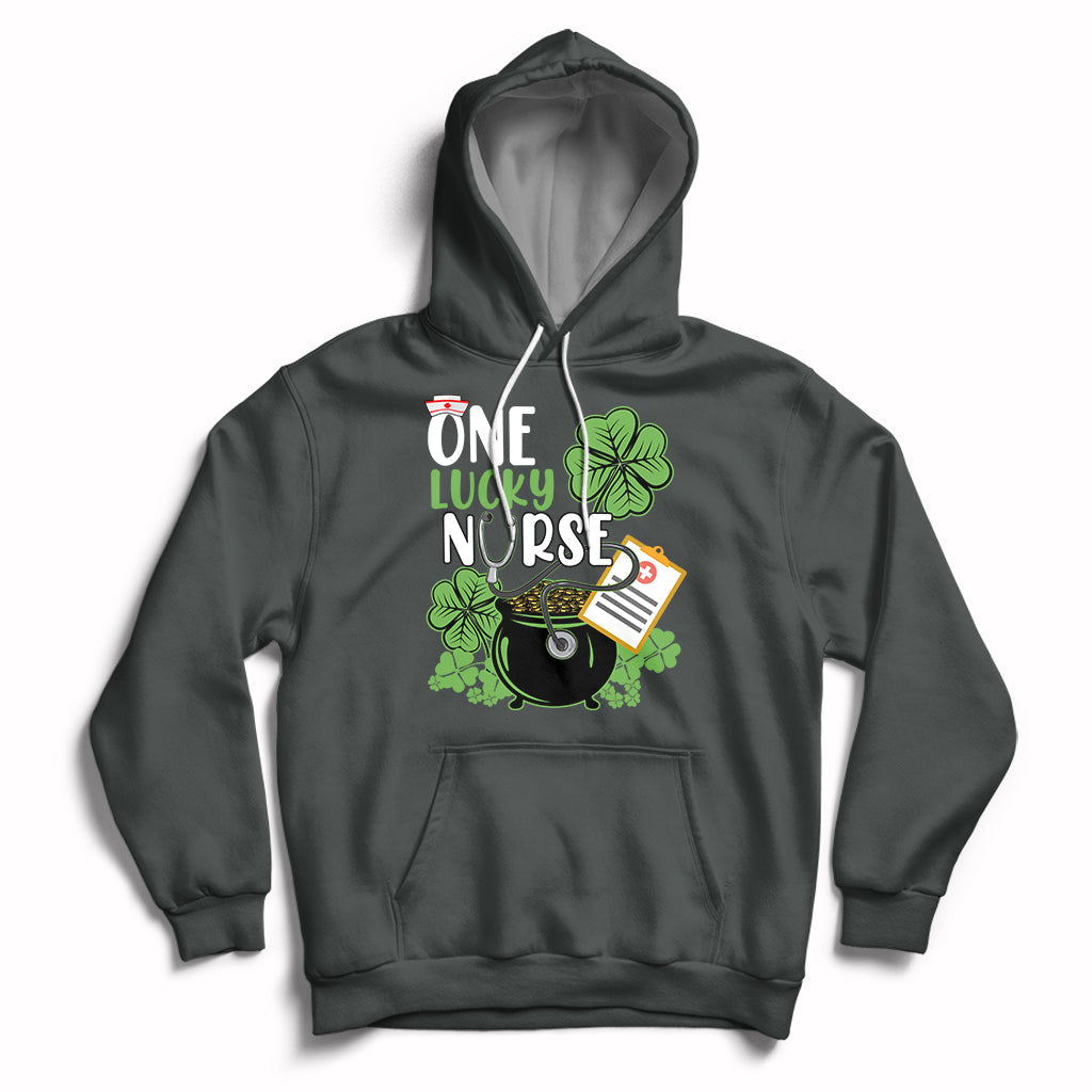 One Lucky Nurse Scrub RN ICU ER St Patrick's Day Nurses Day Hoodie - Wonder Print Shop
