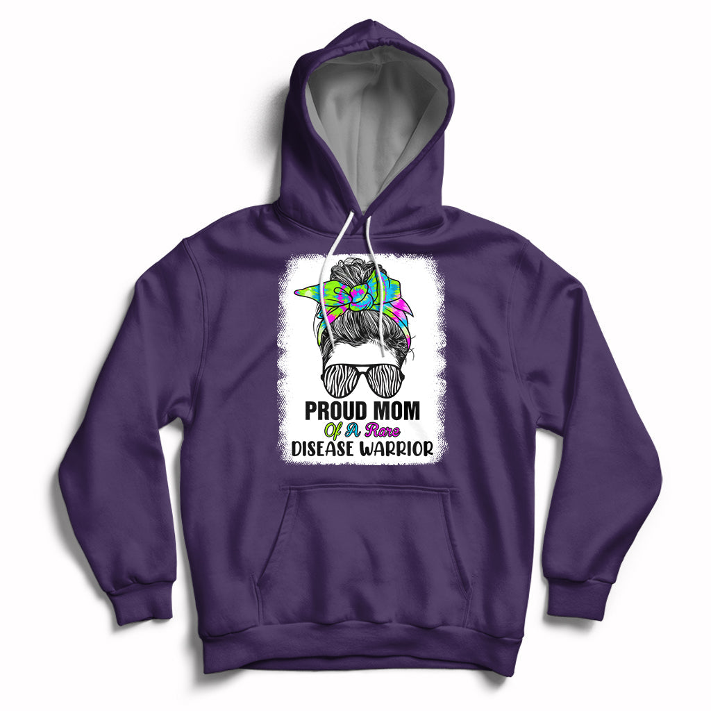 Proud Mom Of A Rare Disease Warrior Rare Disease Awareness Zebra Messy Bun Hoodie - Wonder Print Shop