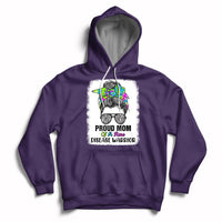 Proud Mom Of A Rare Disease Warrior Rare Disease Awareness Zebra Messy Bun Hoodie - Wonder Print Shop