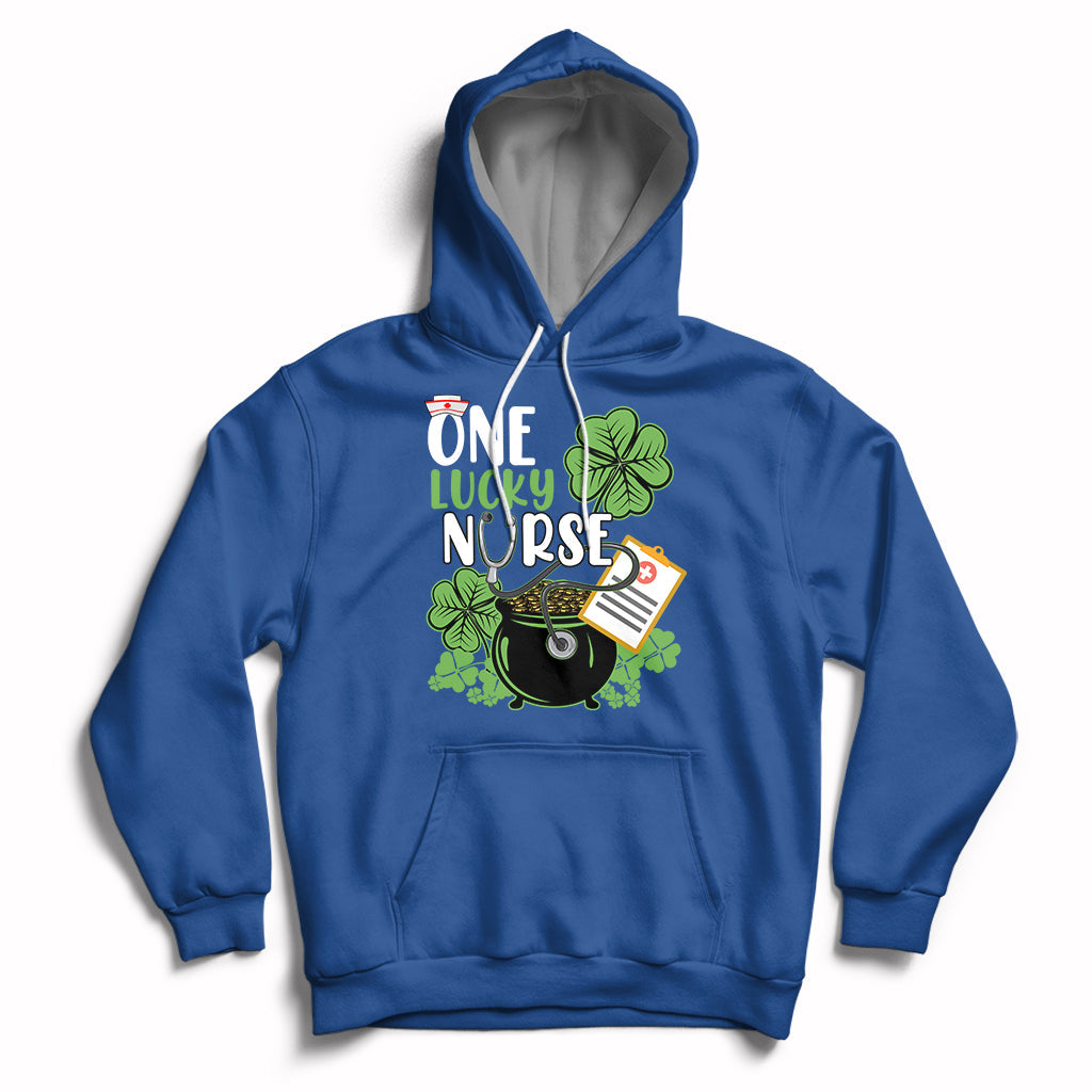 One Lucky Nurse Scrub RN ICU ER St Patrick's Day Nurses Day Hoodie - Wonder Print Shop