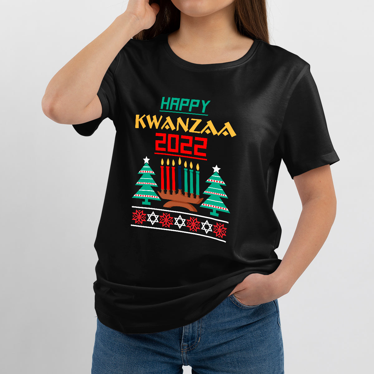 Happy Kwanzaa Drum Kinara Seven Candles Africa Celebration, Kwanzaa Holiday T Shirt - Wonder Print Shop