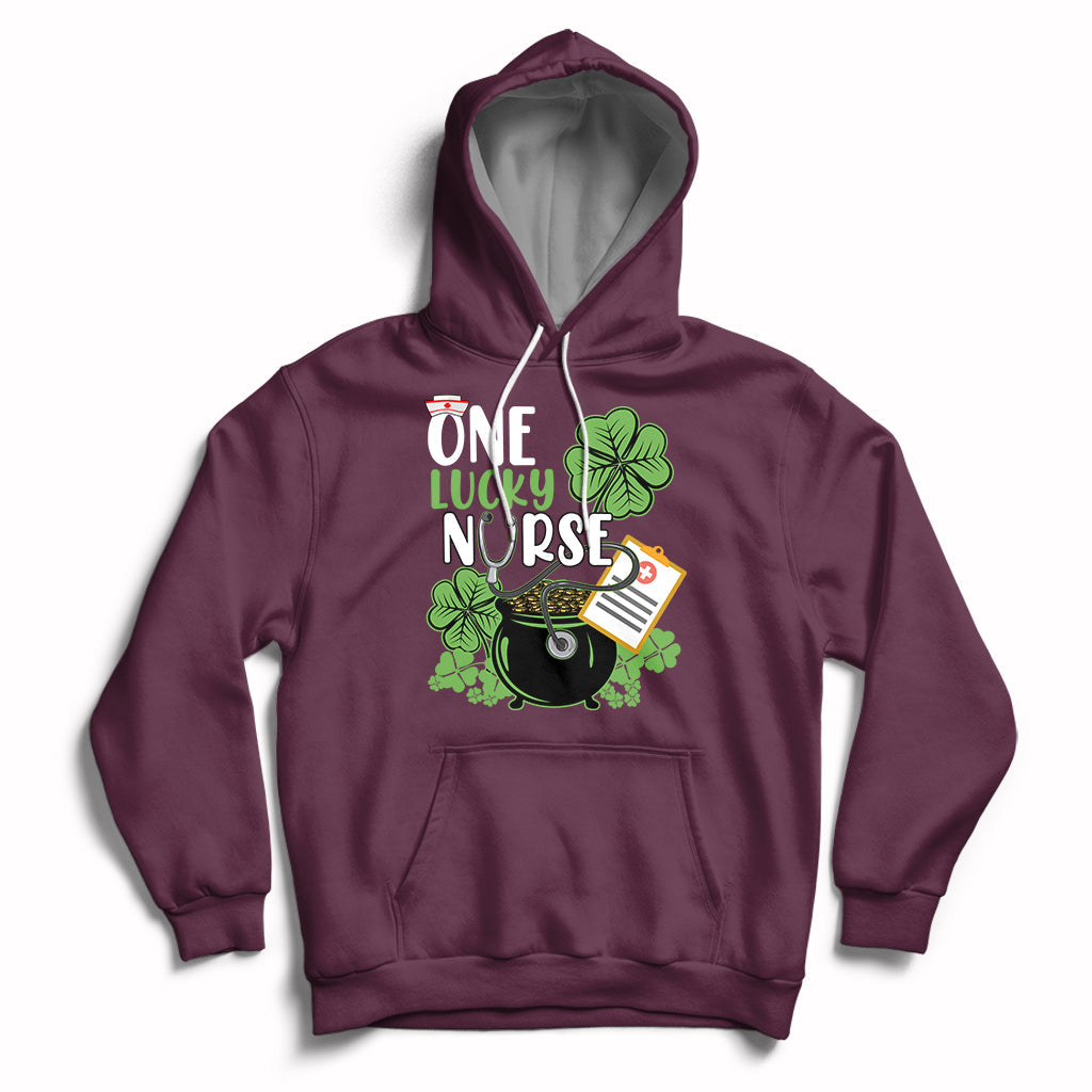 One Lucky Nurse Scrub RN ICU ER St Patrick's Day Nurses Day Hoodie - Wonder Print Shop