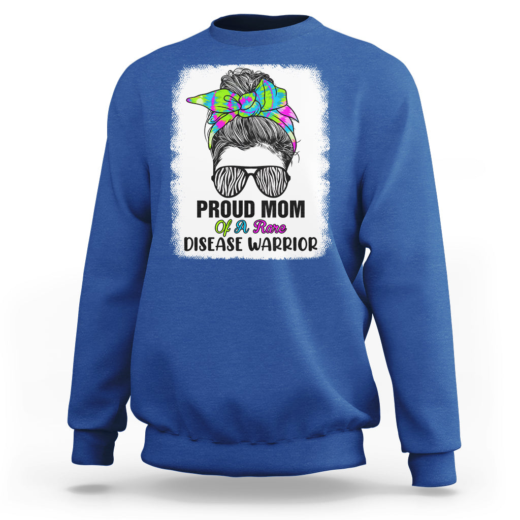 Proud Mom Of A Rare Disease Warrior Rare Disease Awareness Zebra Messy Bun Sweatshirt - Wonder Print Shop