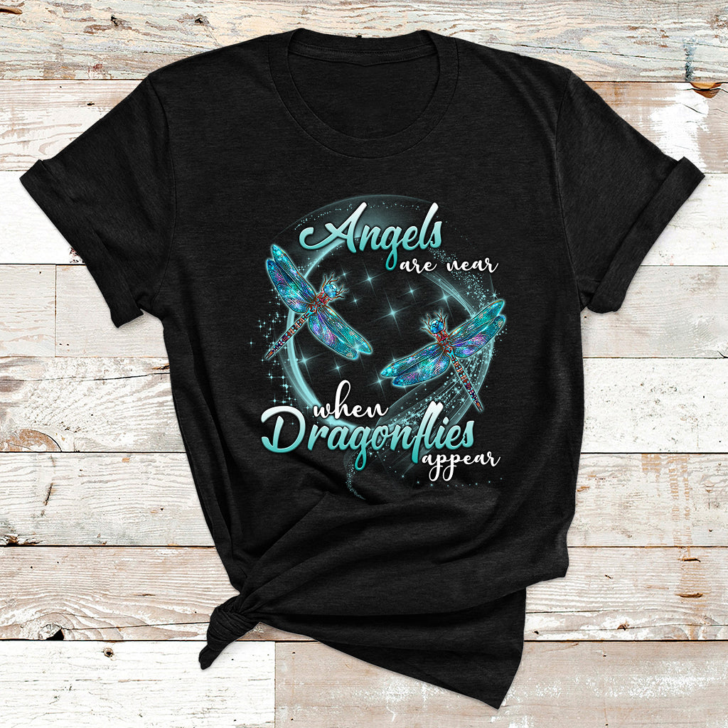 Angels Are Near When Dragonflies Appear Funny Spiritual T Shirt - Wonder Print Shop