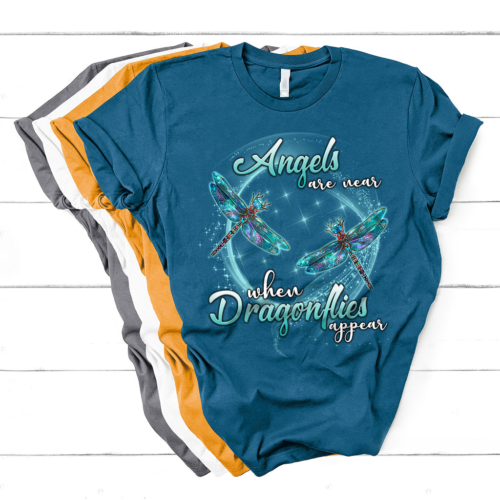 Angels Are Near When Dragonflies Appear Funny Spiritual T Shirt - Wonder Print Shop