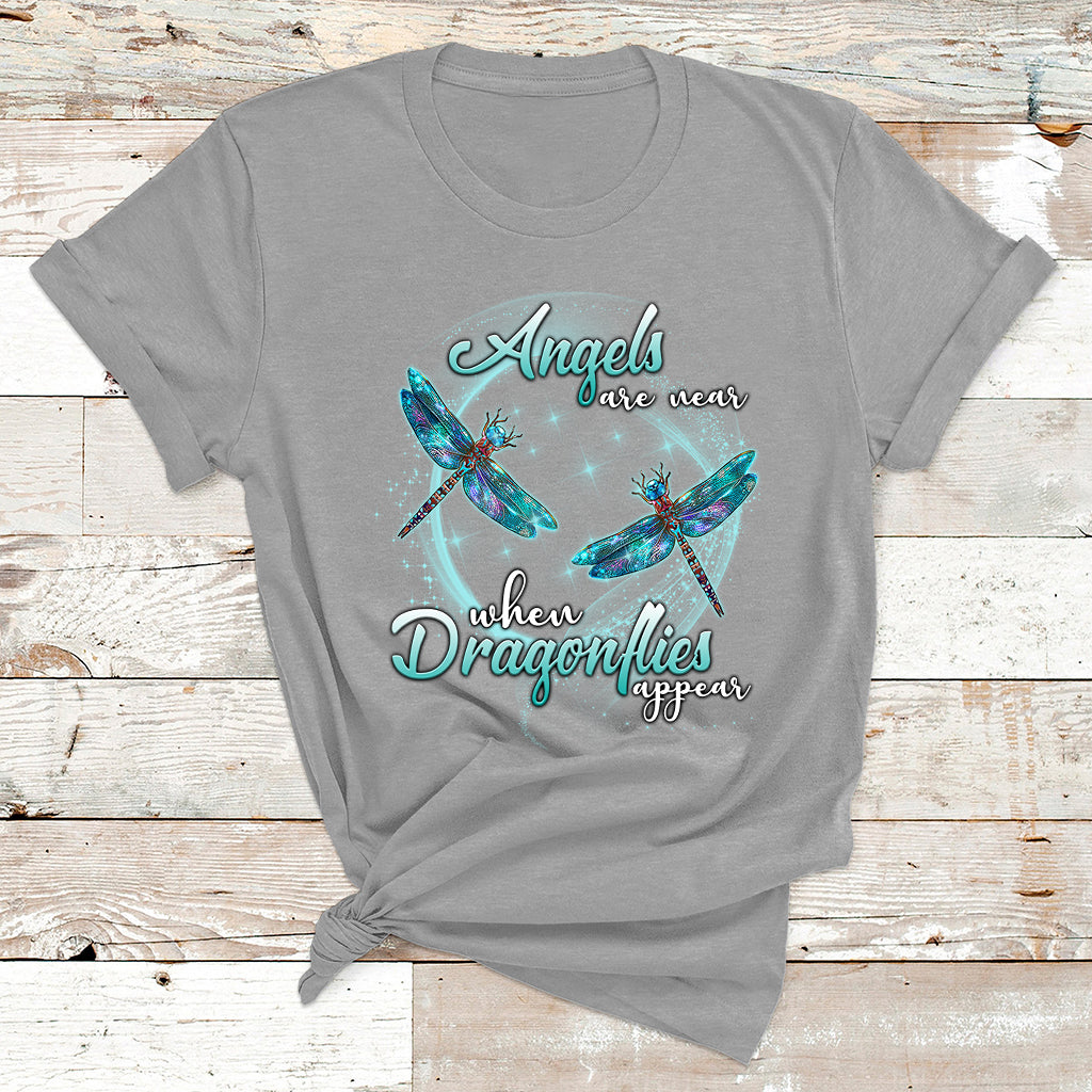 Angels Are Near When Dragonflies Appear Funny Spiritual T Shirt - Wonder Print Shop