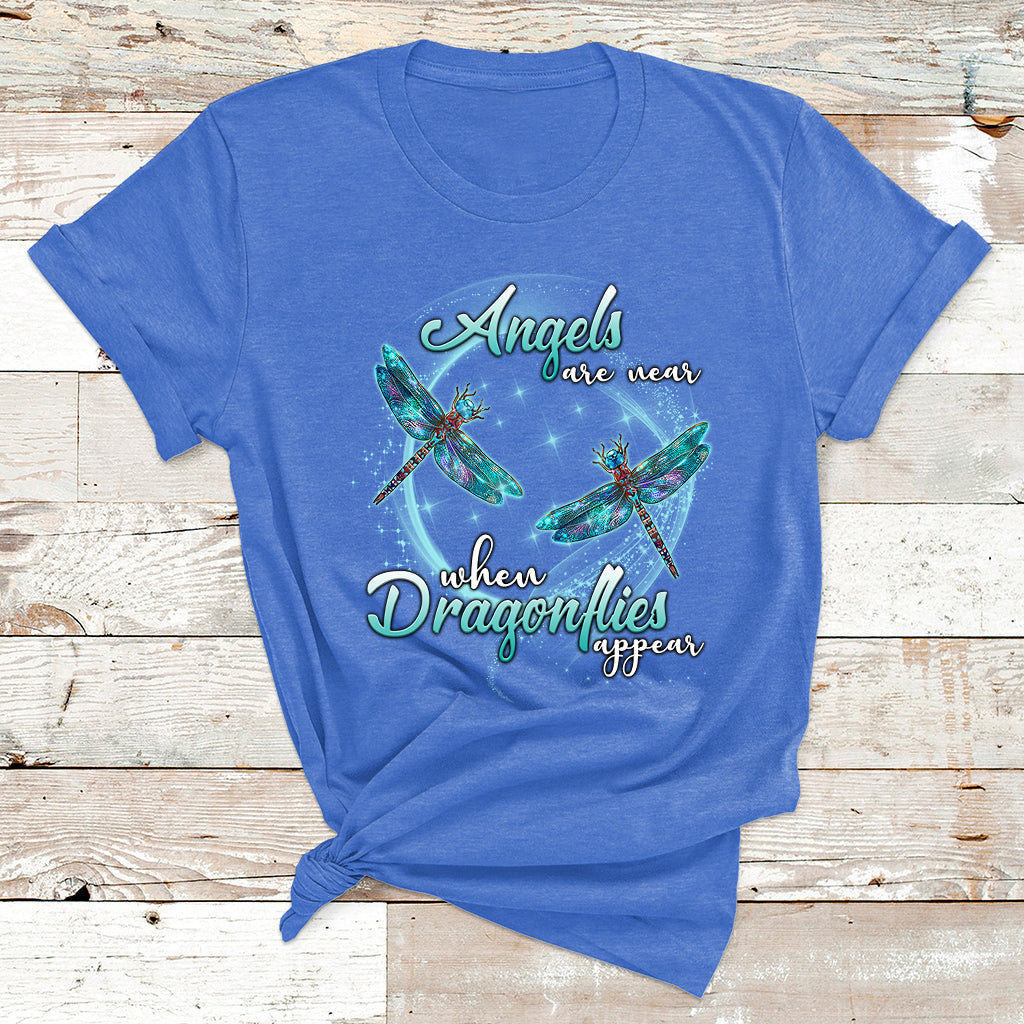 Angels Are Near When Dragonflies Appear Funny Spiritual T Shirt - Wonder Print Shop