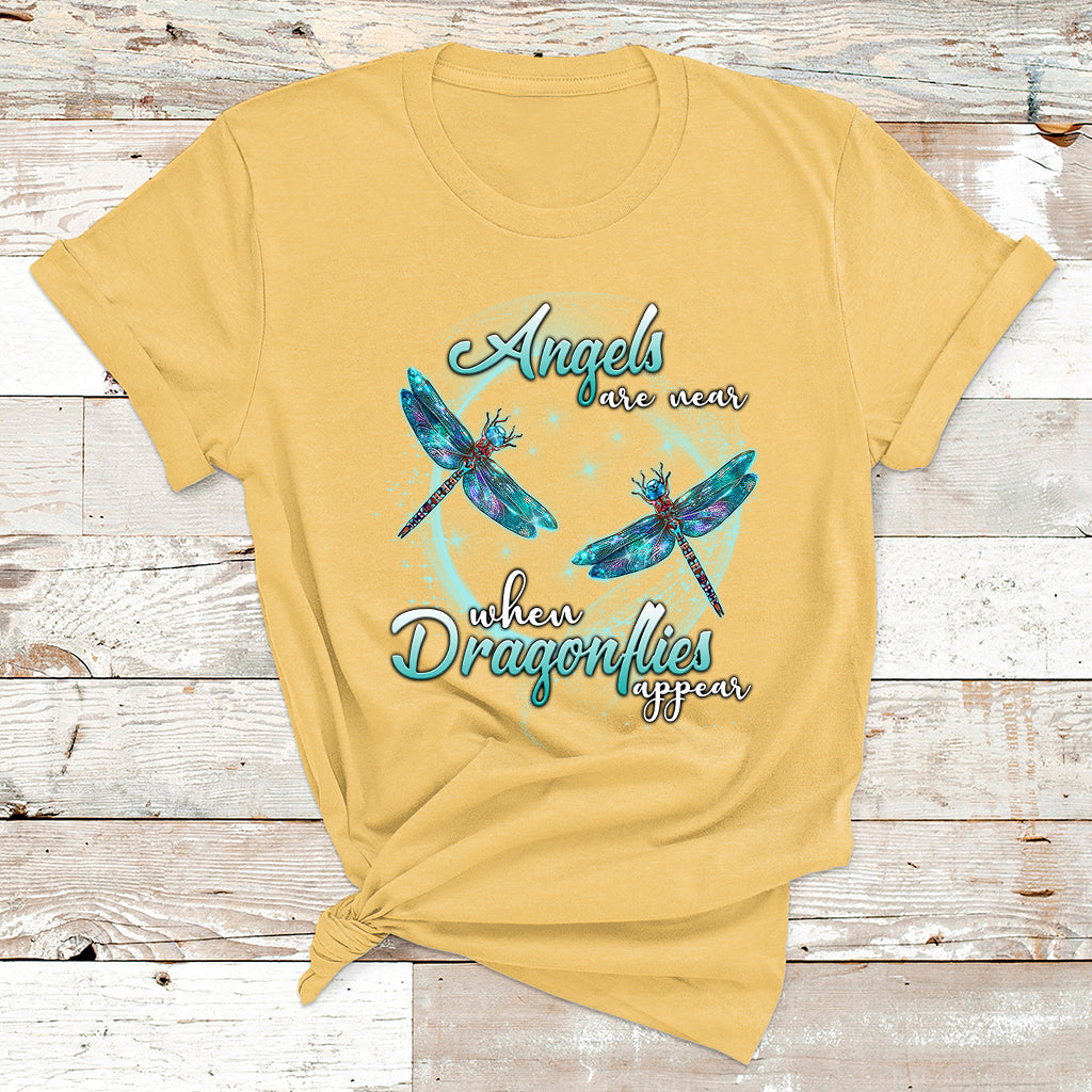 Angels Are Near When Dragonflies Appear Funny Spiritual T Shirt - Wonder Print Shop