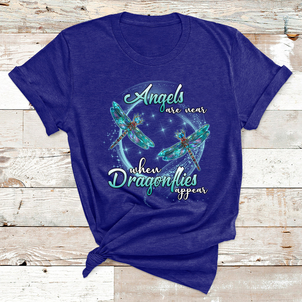 Angels Are Near When Dragonflies Appear Funny Spiritual T Shirt - Wonder Print Shop