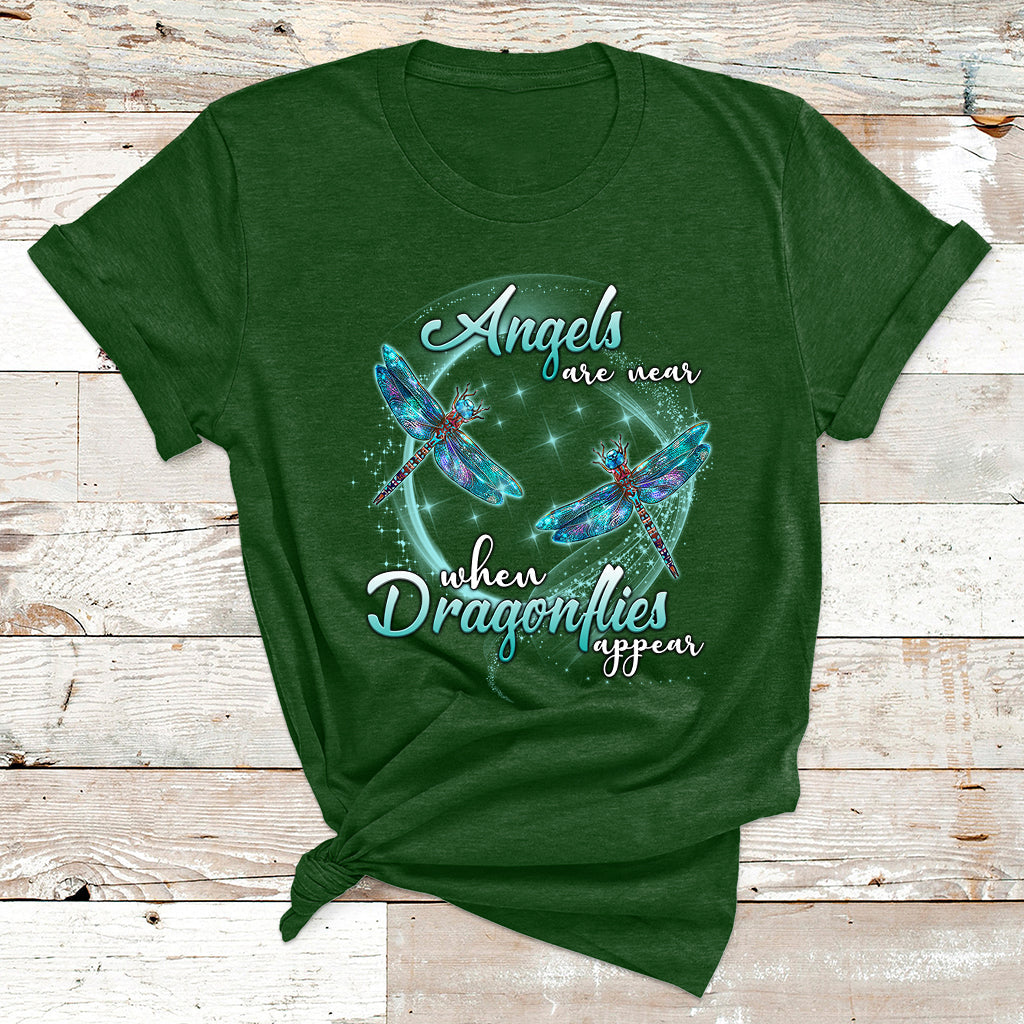 Angels Are Near When Dragonflies Appear Funny Spiritual T Shirt - Wonder Print Shop