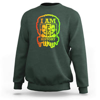 Forest green crewneck sweatshirt with bold 'I AM BLACK HISTORY' graphic