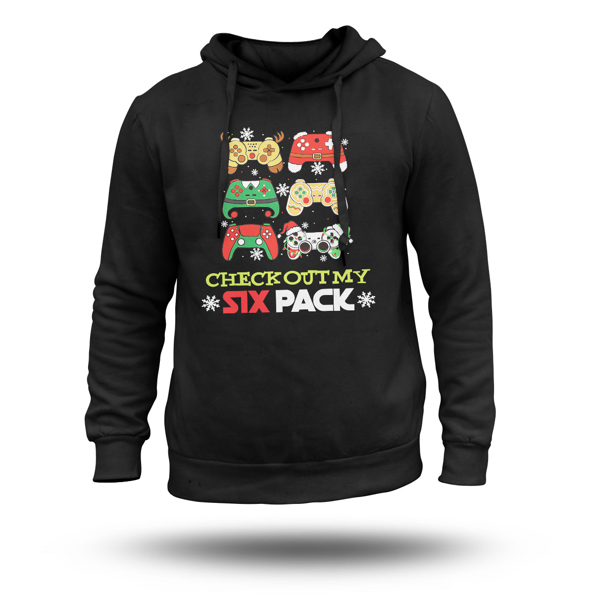 Check Out My Six Pack Funny Video Gaming Controllers, Christmas Game Consoles Hoodie - Wonder Print Shop
