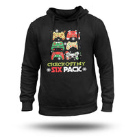 Check Out My Six Pack Funny Video Gaming Controllers, Christmas Game Consoles Hoodie - Wonder Print Shop